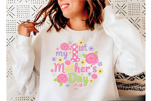 My First Mother's Day Png,Mommy Png,, an Illustration by Designking