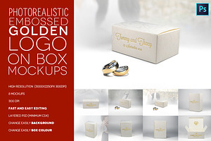 Embossed Golden Logo On Box Mockups