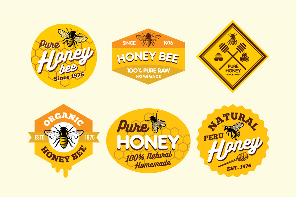 Honey Bee Labels Sticker, a Branding & Logo Template by G7 (Photo 2 of 4)