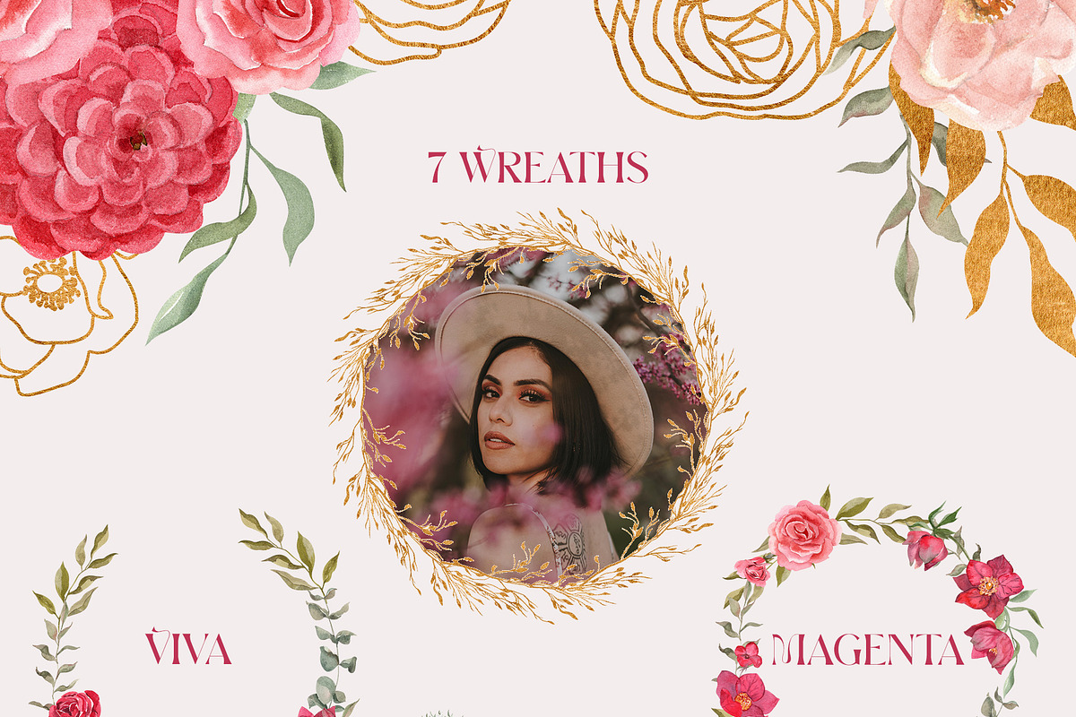 Viva Magenta Floral Watercolor 2023, a Decorative Illustration by Catch the Dream Art (Photo 10 of 24)