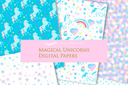 Magical Unicorns, Einhorn, Blue, an Illustration by Mia's Graphic Design (Thumbnail 8 of 9)