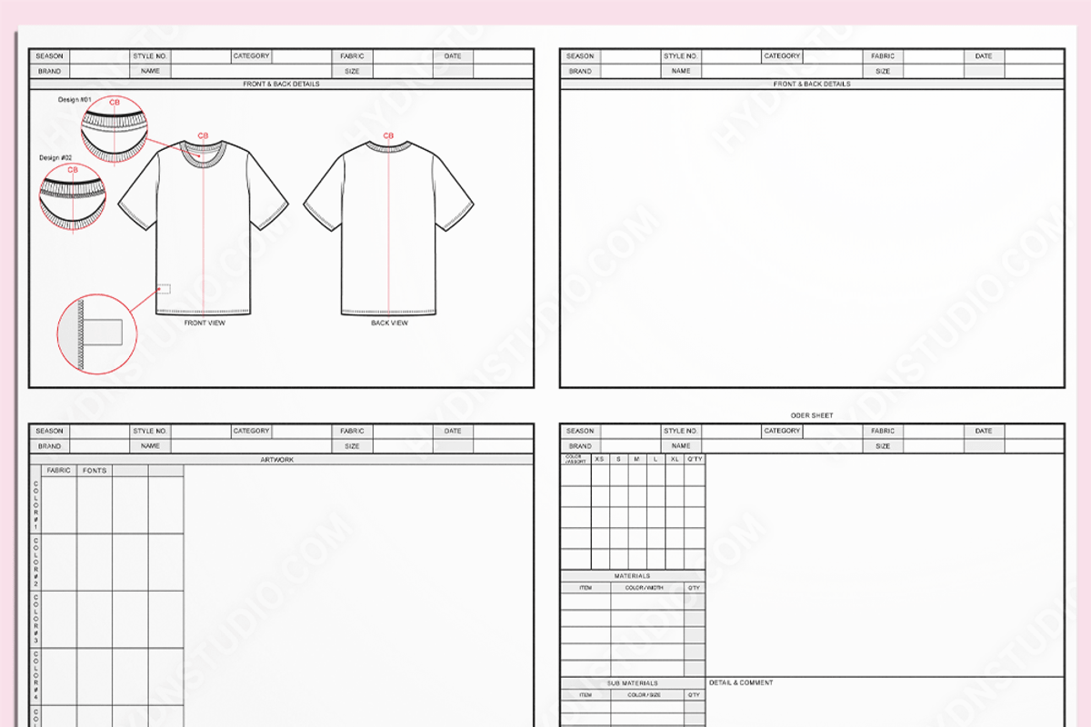 T-Shirts Tech Pack Template, an Apparel Mockup by HYDNSTUDIO (Photo 4 of 6)