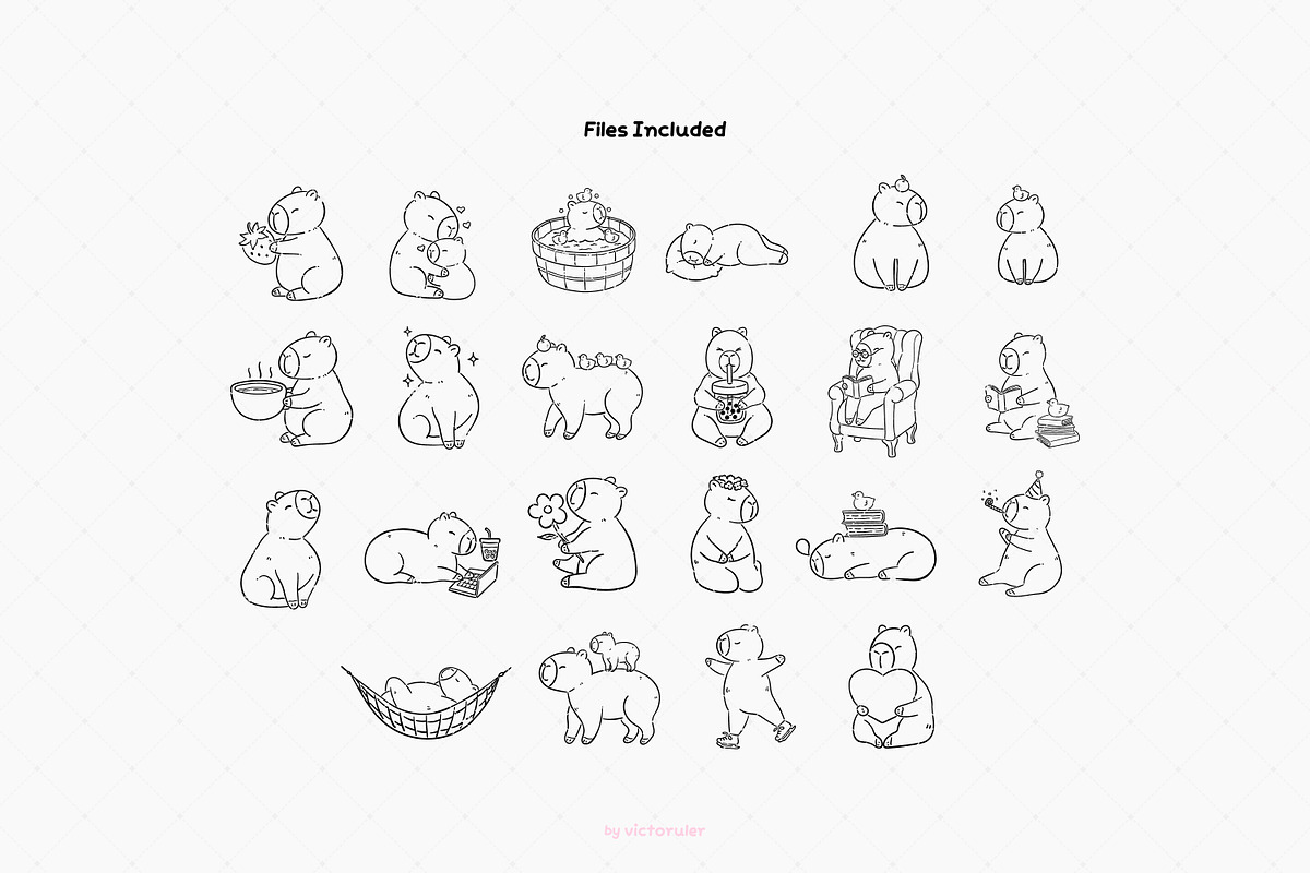 Hand Drawn Capybara Clipart Set, an Animal Illustration by Victoruler (Photo 2 of 4)