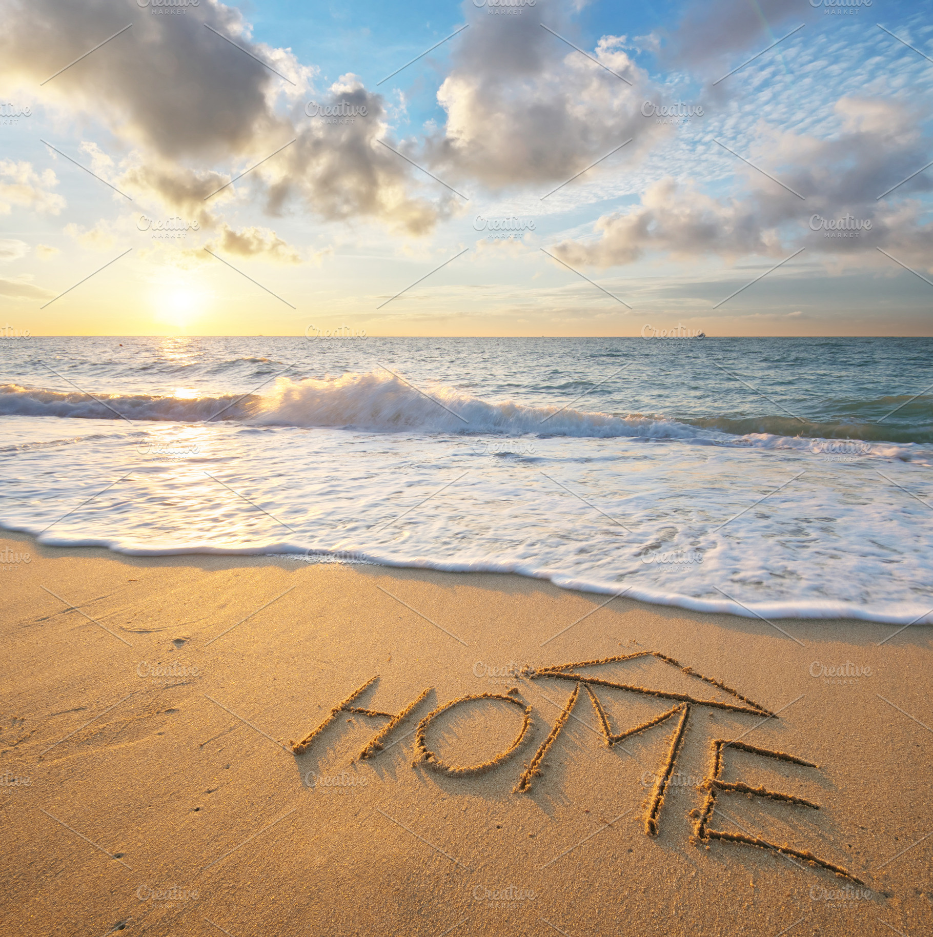 Sea and home on the sea sand., a Background Photo by djgis