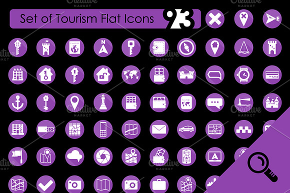 93 Tourism Flat Icons