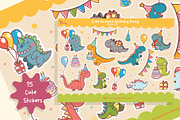 Kawaii Dinosaur Birthday Sticker Set, a Graphic by Dori Debreceni draws (Thumbnail 3 of 4)