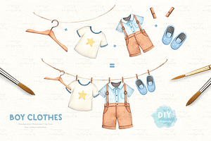 Boy Clothes Watercolor Clip Arts