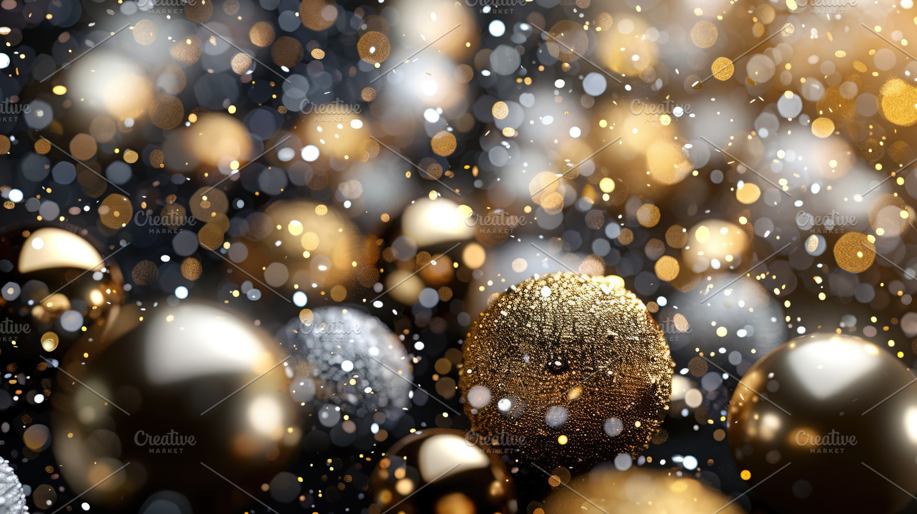 Festive Gold and Silver Bokeh Ornaments, a Holiday Photo by Ales Munt
