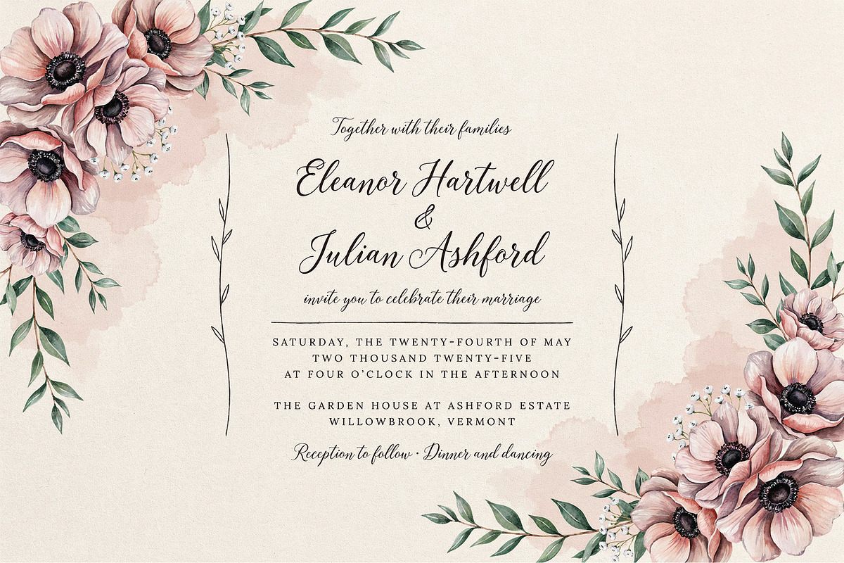 Anemone Watercolor Floral Clipart, a Decorative Illustration by ForhadGFX (Photo 1 of 14)
