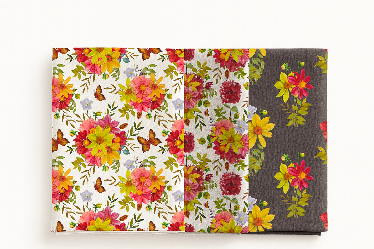 Watercolor Fall Dahlia flowers, a Seasonal Illustration by DiashaArt (Photo 9 of 13)