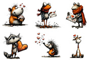 Valentines Whimsical Animals Clipart, an Illustration by CreationArt (Thumbnail 3 of 6)