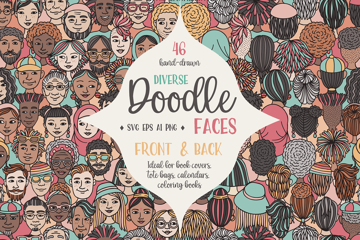 Diverse Doodle Faces – Font & Back, a Person Illustration by Franzi draws (Photo 1 of 6)