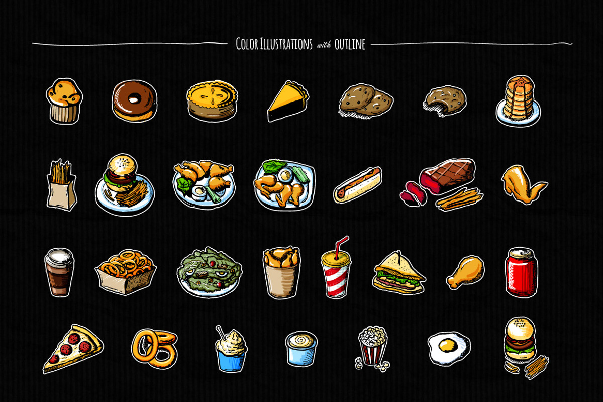 70+ elements of American food, a Food Illustration by graphicsoup (Photo 3 of 5)