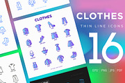 Clothes | 16 Thin Line Icons Set, an Outline Icon by Alex Blogoodf (Thumbnail 1 of 7)