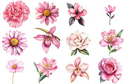 Watercolor Preppy Floral Clipart, an Illustration by Watercolor design (Thumbnail 2 of 5)