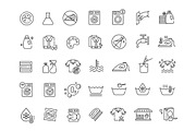 Laundry services vector line icons, an Outline Icon by Tettygreen (Thumbnail 2 of 2)