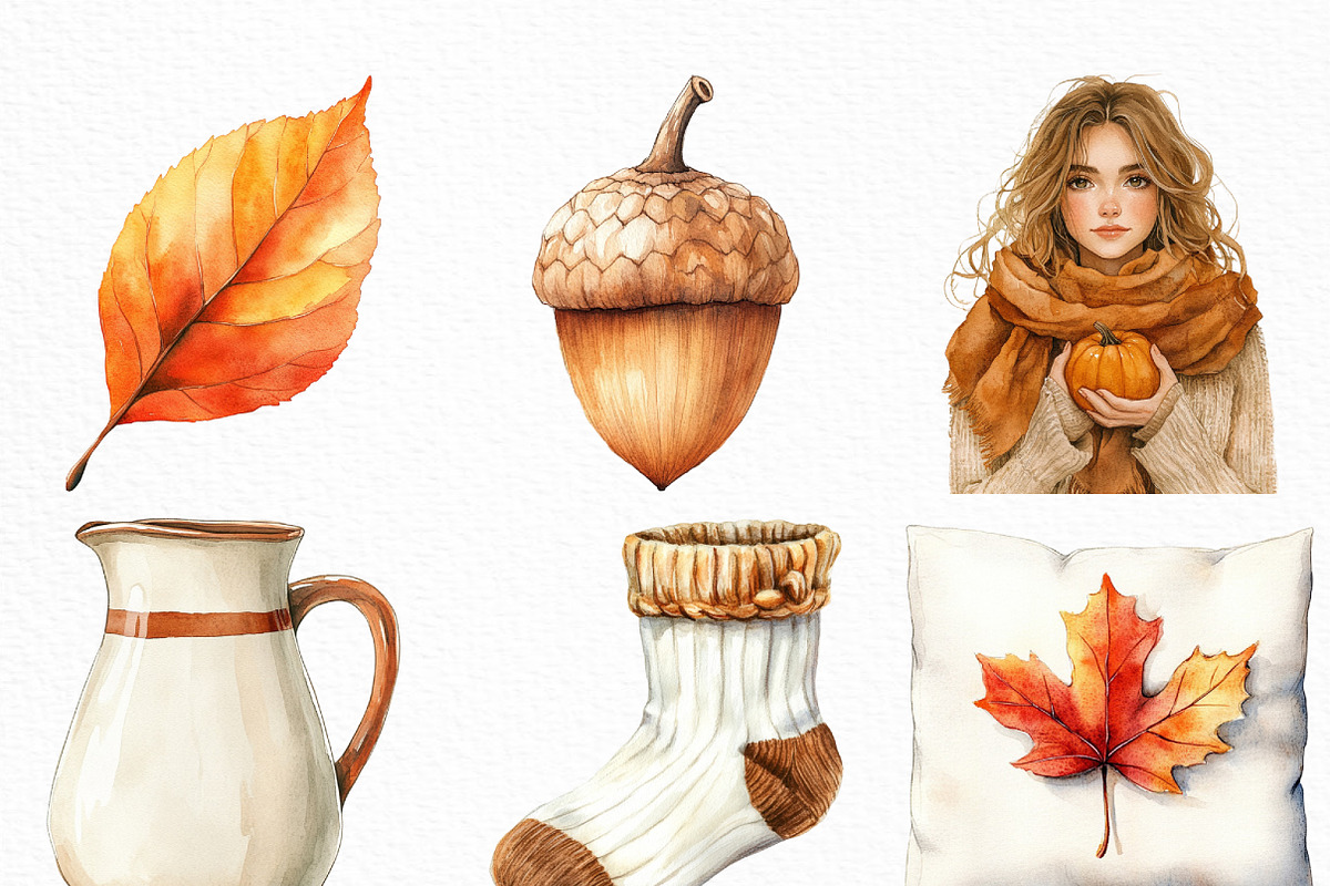 Cozy Caramel & White Fall Clipart, an Illustration by Craft Nest (Photo 4 of 6)
