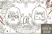 Cat Society - Cute Character Creator, an Animal Illustration by Euonia Meraki (Thumbnail 1 of 15)