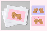 Capybaras in love card collection, a Background Graphic by Mila_art (Thumbnail 4 of 5)
