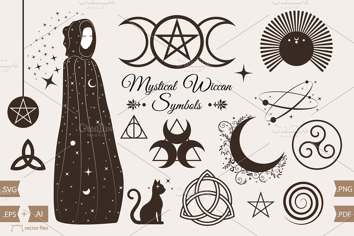 Mystical Wiccan Pagan Symbols, an Object Graphic by GraphicRedStudio (Photo 2 of 4)