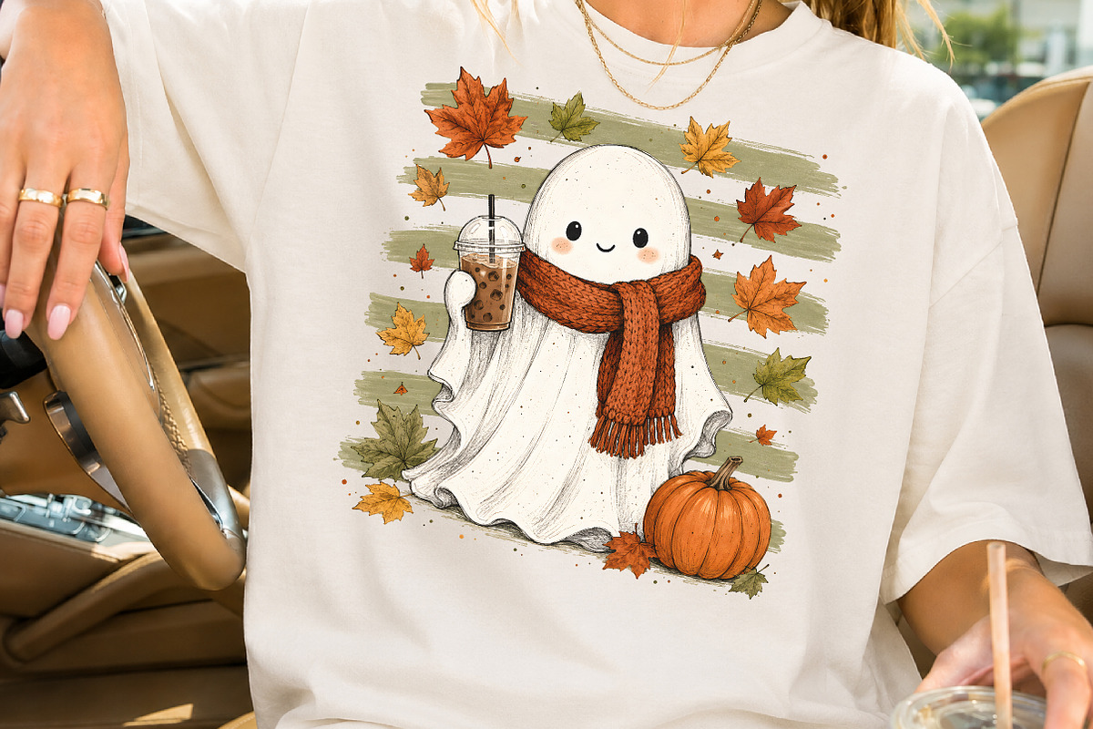 Cute Fall Ghost Sublimation PNG, a Seasonal Illustration by Rose Art (Photo 2 of 4)