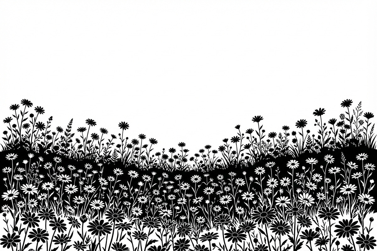 60 Daisy Flower Field Silhouette, a Seasonal Illustration by Amazin_art (Photo 5 of 22)
