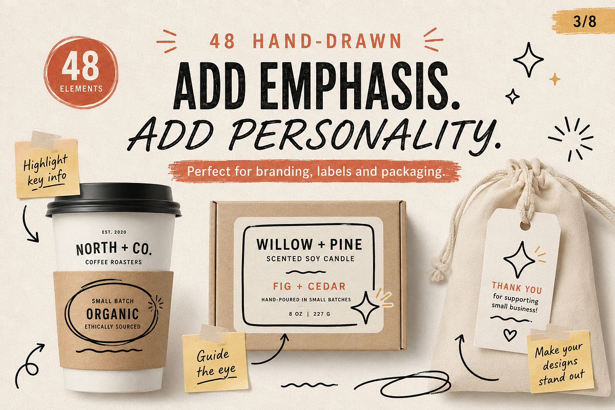 48 Hand-Drawn Annotation Doodles, an Object Graphic by Designs24hr (Photo 3 of 8)