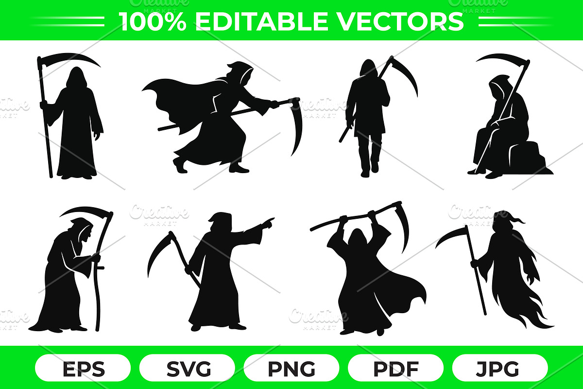 Grim Reaper Silhouette Pack, an Object Graphic by Artonix (Photo 1 of 3)
