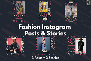 Fashion Instagram Posts & Stories, a Social Media Template by 3Y_Design