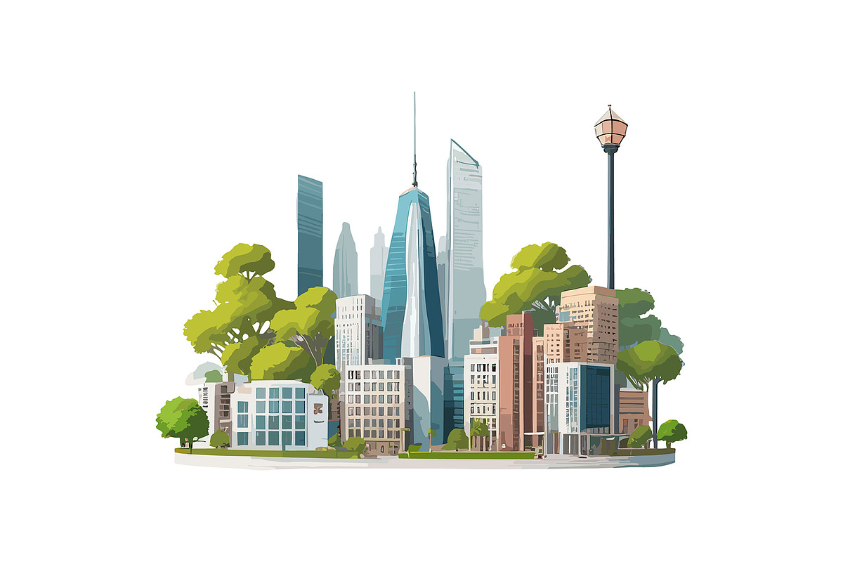 The green modern city skyline, an Illustration by Emdaduljs (Photo 1 of 8)