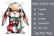 Quirky Christmas Bunny Clipart Bundl, an Illustration by Pixels.Craft (Thumbnail 3 of 6)