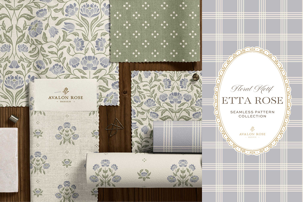 Vintage Blue Floral Print Patterns, a Pattern Graphic by Eclectic Anthology (Photo 3 of 14)