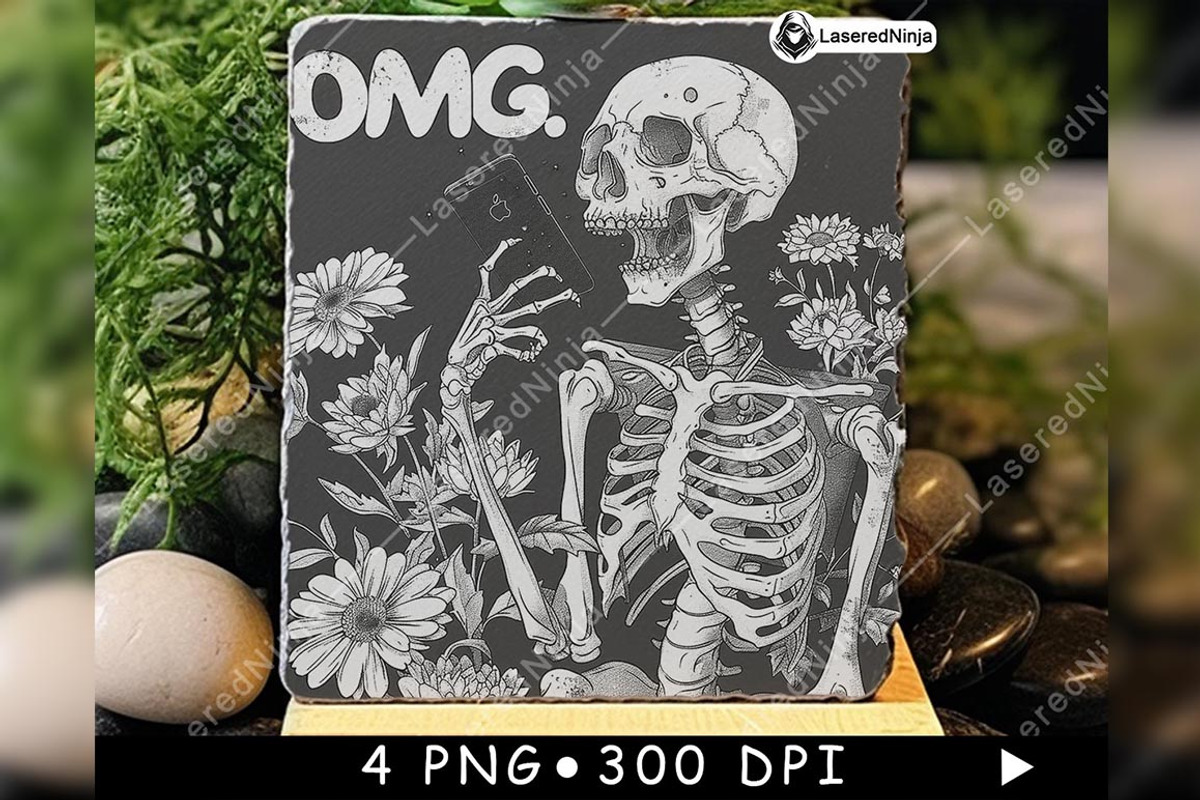 Skeleton Looking on Cellphone Flower, a Background Graphic by LaseredNinja (Photo 6 of 7)