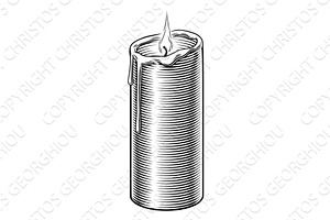 Dripping Candle Flame Woodcut, an Object Illustration by Christos Georghiou