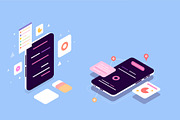 smartphone isometric vector set, an Object Illustration by foxndeer (Thumbnail 2 of 4)
