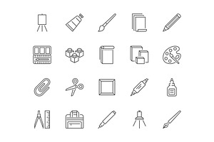 Art Tools Line Icons