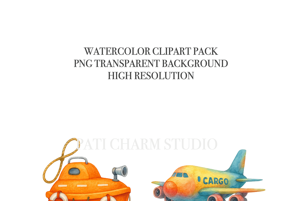 19 Transport Clipart, a Decorative Illustration by Pati Charm Studio (Photo 5 of 8)