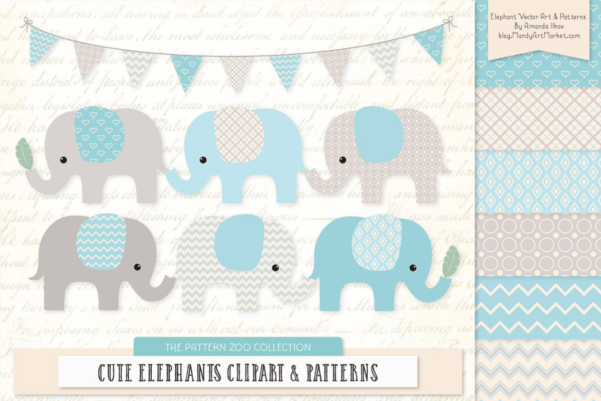 Soft Blue Elephant Clipart, an Illustration by Amanda Ilkov (Photo 1 of 4)