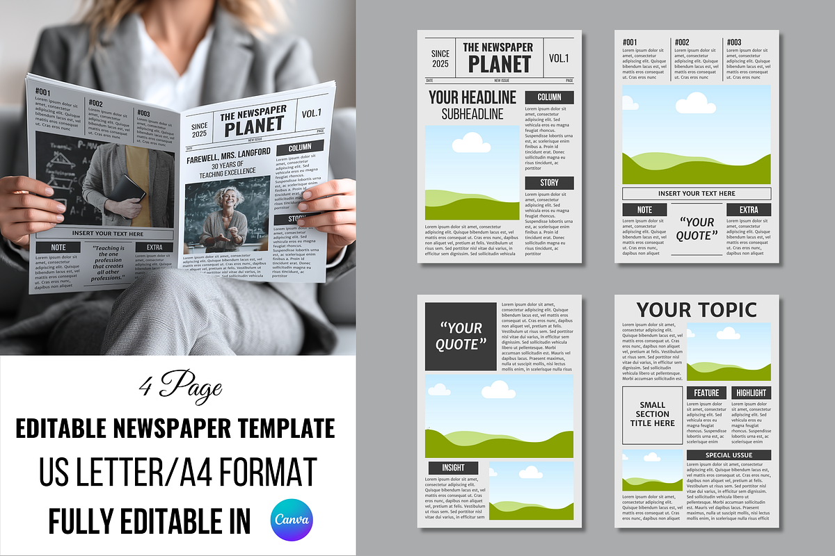 Vintage Newspaper Template, an Invitation Template by ZoloDesignHub (Photo 1 of 9)