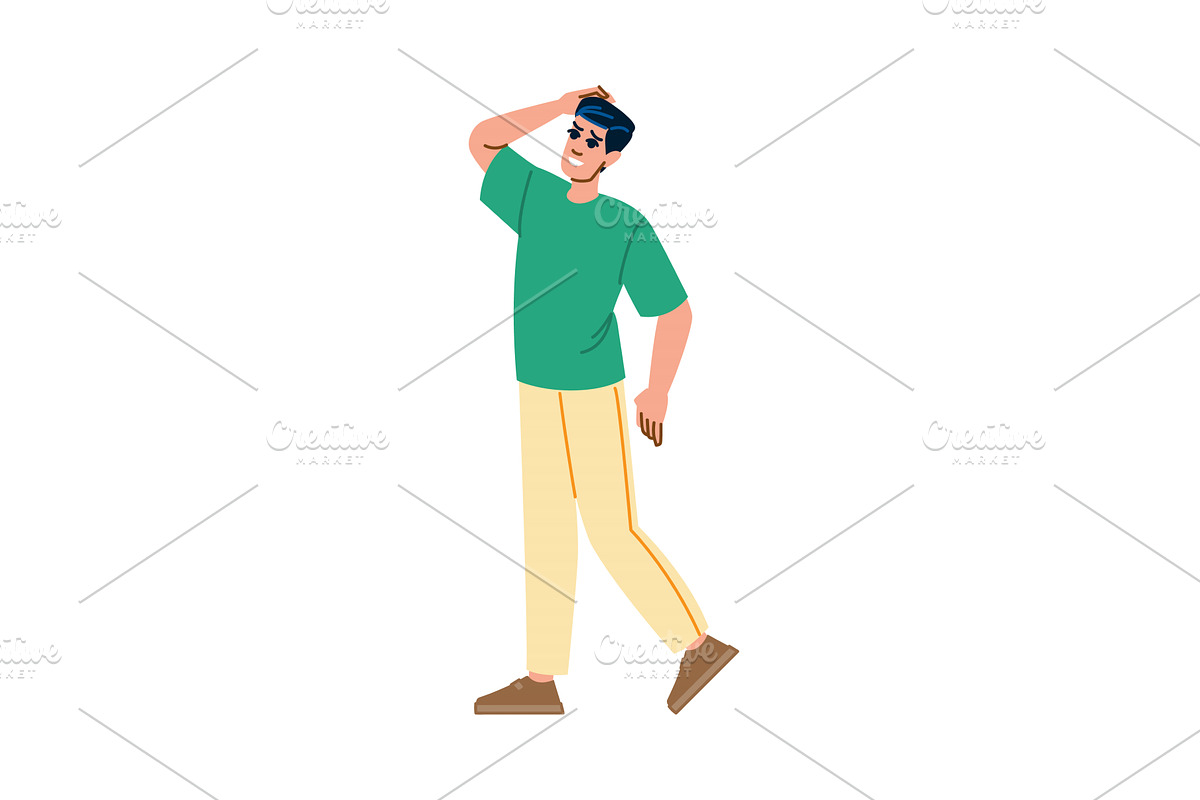 Young man walking and looking away, a Person Illustration by pikepicture