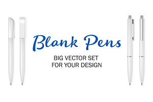 Set Of Blank Vector Pens.