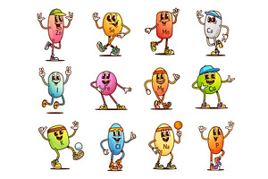 Cartoon groovy vitamins, a Healthcare Illustration by Vector Tradition