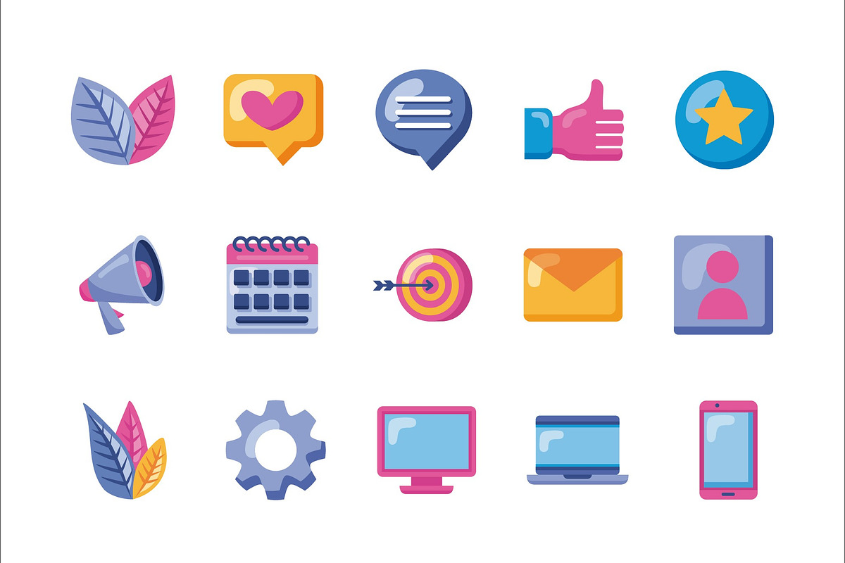 Social Media Illustrations Set, a Technology Illustration by studiogstock (Photo 1 of 3)