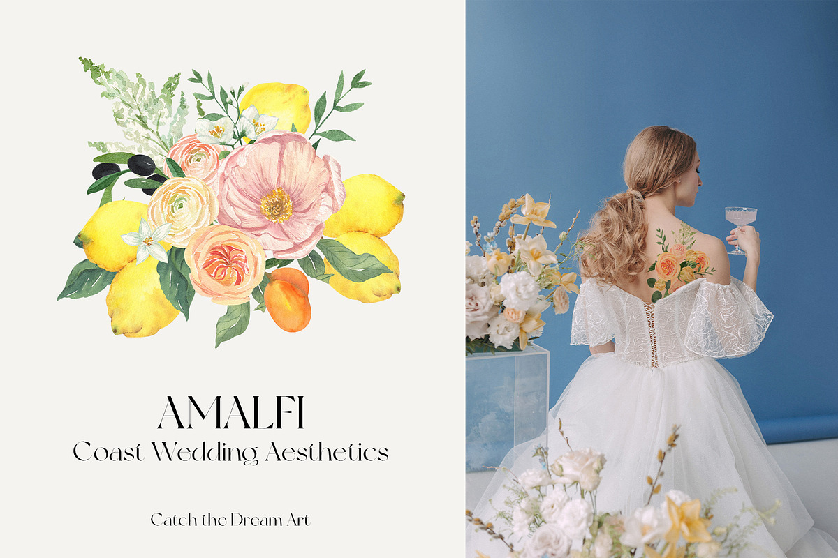 Amalfi Coast Mediterranean Wedding, a Decorative Illustration by Catch the Dream Art (Photo 17 of 17)