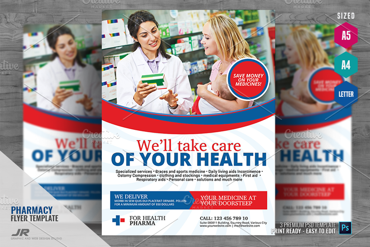 Pharmacy Flyer Template, a Flyer Template by PSDPixel