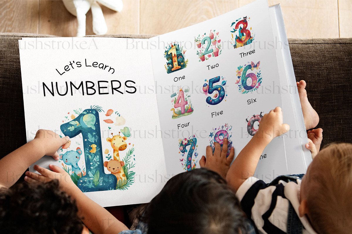 Numbers Clipart, Watercolor Numbers, an Education Illustration by BrushstrokeArtGB (Photo 8 of 9)