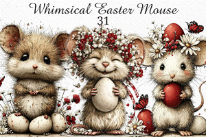 Whimsical Easter Mouse Clipart Png, an Illustration by Craft Nest
