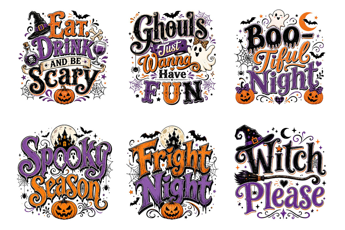Halloween Quotes PNG Bundle, a Seasonal Illustration by CreationArt (Photo 2 of 3)