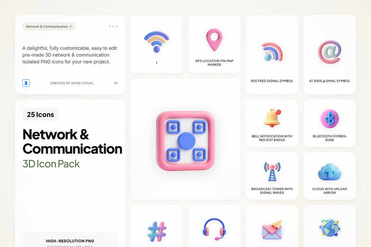 3D Network & Communication Icons, an Emoji Icon by River Visual (Photo 1 of 5)