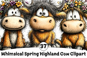 Whimsical Spring Highland Cow Clipar, an Illustration by Design Market (Thumbnail 1 of 5)